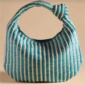 Anthropologie Coastal Summer Turquoise Brigitte Raffia Satchel by Melie Bianco